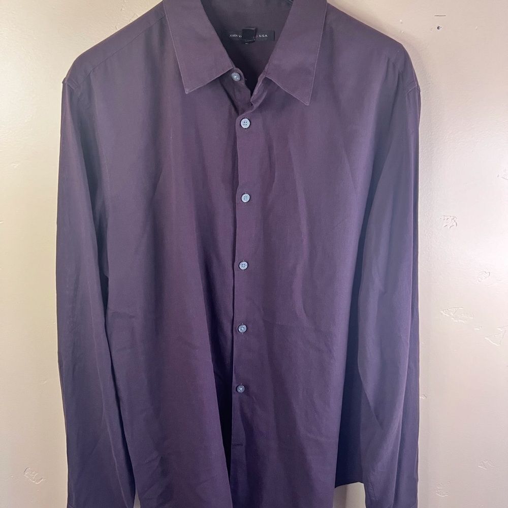 John Varvatos Mens Long Sleeve‎ Button Down Burgundy Dress Shirt Size Medium